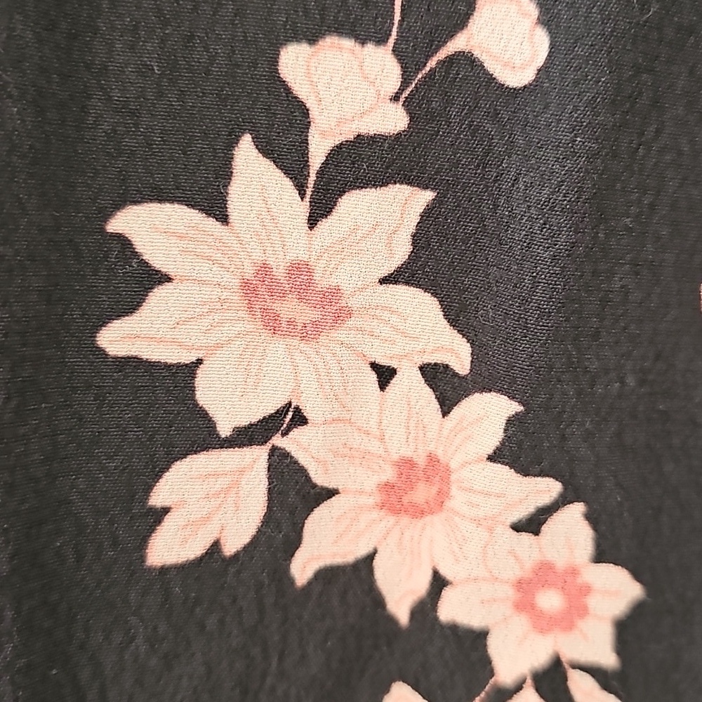 Loft Black Pink Floral Sleeveless Tie Waist Smocked Shift Midi Dress XL - Picture 6 of 6